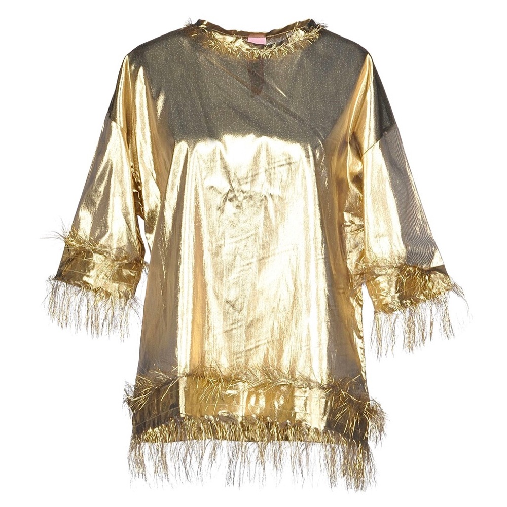 Metallic Gold Coated Fringe crew Neck Made in UK